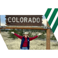 Sioned Davies under a Colorado sign