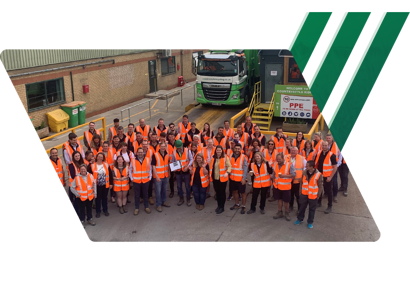 A mixed group of workers and sponsors at the Next Gen Fruit Group - Kent Interim Trip