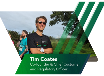 Co-founder & Chief Customer Regulatory Officer, Tim Coates posing after running 10K for charity